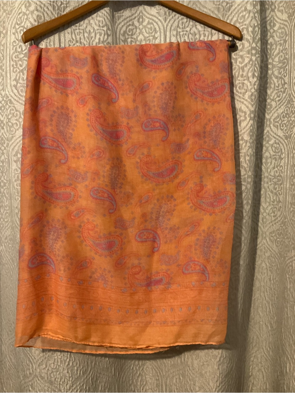 Source Unknown Orange Paisley Lightweight Scarf Wrap